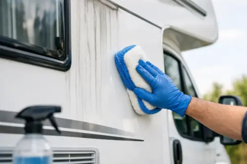 Schwarze Streifen am Wohnmobil entfernen